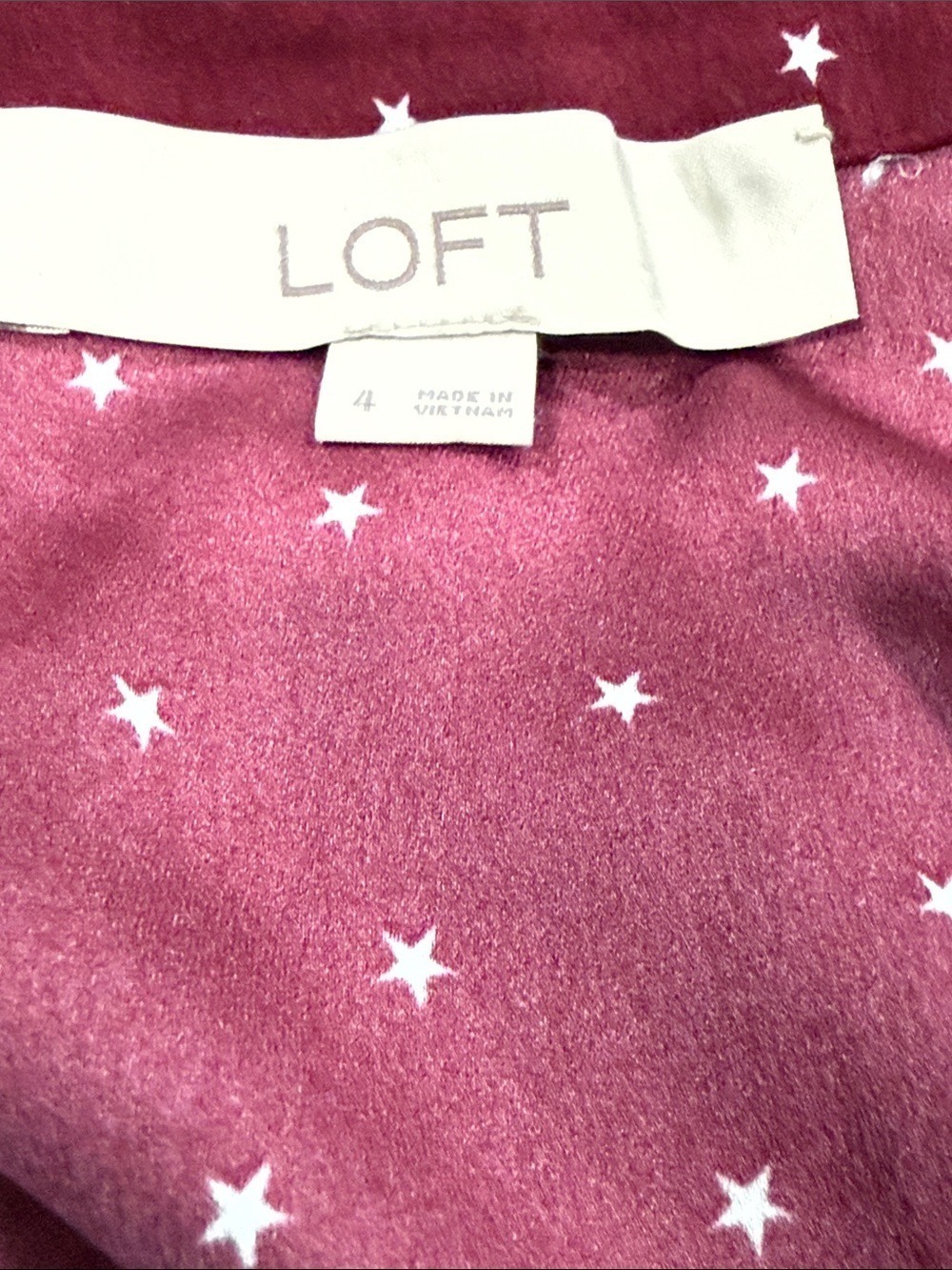 LOFT Women's Maroon Star Print Long Sleeve Wrap Size 4 - Picture 6 of 7